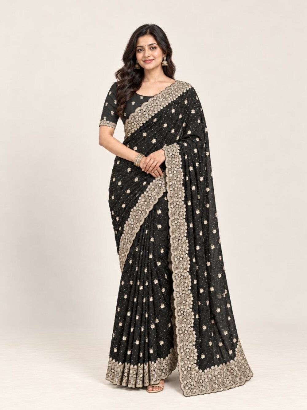 Georgette Saree with Unstitched Blouse, Cultural Wear for Women